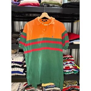 Polo Ralph Lauren Mens Colorblock Stripe Polo Shirt Orange Green Red RN41381